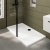 Delphi Accents Matt Black 8mm Wet Room Shower Screen & Hinged Return (inc White Tray)