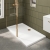 Delphi Accents Brushed Brass 8mm Wet Room Shower Screen & Hinged Return (inc White Tray)