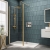 Delphi Accents Brushed Brass 8mm Wet Room Shower Screen & Hinged Return (inc White Tray)
