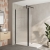 Delphi Accents Fluted Matt Black 8mm Wet Room Shower Screen & Hinged Return (inc White Tray)