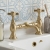 Delphi Belgravia Brushed Brass Luxury Bridge 2-Hole Basin Mixer Tap | Thumbnail Image