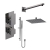 Delphi Edge Brushed Pewter Dual Concealed Shower Set with Fixed Head and Slide Rail Kit | Thumbnail Image