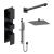 Delphi Edge Matt Black Triple Concealed Shower Set with Fixed Head and Slide Rail Kit | Thumbnail Image