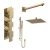 Delphi Edge Brushed Brass Triple Concealed Shower Set with Fixed Head and Slide Rail Kit | Thumbnail Image
