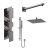 Delphi Edge Brushed Pewter Triple Concealed Shower Set with Fixed Head and Slide Rail Kit | Thumbnail Image