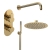 Delphi Loop Brushed Brass Dual Concealed Shower Set with Fixed Head and Handset | Thumbnail Image