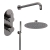 Delphi Loop Brushed Pewter Dual Concealed Shower Set with Fixed Head and Handset | Thumbnail Image