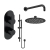 Delphi Loop Matt Black Dual Concealed Shower Set with Fixed Head and Slide Rail Kit | Thumbnail Image