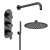 Delphi Loop Black Triple Concealed Shower Set with Fixed Head and Handset | Thumbnail Image