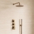 Delphi Loop Brushed Brass Triple Concealed Shower Set with Fixed Head and Handset | Thumbnail Image
