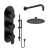 Delphi Loop Matt Black Triple Concealed Shower Set with Fixed Head and Slide Rail Kit | Thumbnail Image