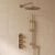 Delphi Loop Brushed Brass Triple Concealed Shower Set with Fixed Head and Slide Rail Kit | Thumbnail Image