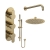 Delphi Loop Brushed Brass Triple Concealed Shower Set with Fixed Head and Slide Rail Kit | Thumbnail Image