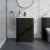 Delphi Polaris Satin Soft Black 600mm 2-Drawer Floor Standing Vanity Unit (inc Basin) | Thumbnail Image