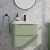 Delphi Polaris Satin Green 600mm 2-Drawer Wall Hung Vanity Unit (inc Basin) | Thumbnail Image