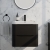 Delphi Polaris Satin Soft Black 600mm 2-Drawer Wall Hung Vanity Unit (inc Basin) | Thumbnail Image