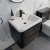 Delphi Polaris Satin Soft Black 600mm 2-Drawer Wall Hung Vanity Unit (inc Basin) | Thumbnail Image