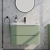 Delphi Polaris Satin Green 800mm 2-Drawer Wall Hung Vanity Unit (inc Basin) | Thumbnail Image