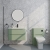 Delphi Polaris Satin Green 800mm 2-Drawer Wall Hung Vanity Unit (inc Basin) | Thumbnail Image