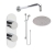 Delphi Theory Chrome Dual Concealed Shower Set with Large Drencher Head and Slide Rail Kit | Thumbnail Image