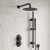 Delphi Turbine Matt Black Dual Concealed Shower Set with Fixed Head and Slide Rail Kit | Thumbnail Image