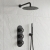 Delphi Turbine Matt Black Triple Concealed Shower Set with Fixed Head and Handset | Thumbnail Image