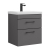 Versa Trim Wall Hung 2-Drawer Vanity Unit with Basin and Black Handle - 500mm Wide - Dark Grey