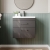 Versa Trim Wall Hung 2-Drawer Vanity Unit with Basin and Black Handle - 600mm Wide - Dark Grey | Thumbnail Image