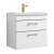 Versa Trim Wall Hung 2-Drawer Vanity Unit with Basin and Brass Handle - 600mm Wide - Gloss White
