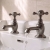 Delphi Windsor Crosshead Brushed Pewter Basin Hot and Cold Taps Pair | Thumbnail Image