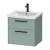 Duravit D-Code Wall Hung 2-Drawer Vanity Unit with Basin and Black Handle 600mm Wide - Fjord Green