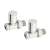 Heatwave Round Brushed Nickel Straight Radiator Valves Pair