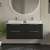 Hudson Reed Fluted Wall Hung 4-Drawer Vanity Unit with Bellato Grey Worktop 1200mm Wide - Satin Anthracite | Thumbnail Image