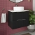 Hudson Reed Fluted Wall Hung 2-Drawer Vanity Unit with Carrera Marble Worktop 600mm Wide - Satin Anthracite | Thumbnail Image