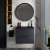 Hudson Reed Fluted Wall Hung 2-Drawer Vanity Unit with Sparkling Black Worktop 600mm Wide - Satin Anthracite