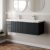 Hudson Reed Fluted Wall Hung 2-Drawer Vanity Unit with Double Ceramic Basin 1200mm Wide - Satin Anthracite | Thumbnail Image