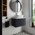 Hudson Reed Fluted Wall Hung 1-Drawer Vanity Unit with Bellato Grey Worktop 600mm Wide - Satin Blue