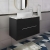 Hudson Reed Fluted Wall Hung 2-Drawer Vanity Unit with Carrera Marble Worktop 800mm Wide - Satin Anthracite | Thumbnail Image