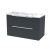 Hudson Reed Fluted Wall Hung 2-Drawer Vanity Unit with Carrera Marble Worktop 800mm Wide - Satin Anthracite | Thumbnail Image