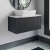 Hudson Reed Fluted Wall Hung 1-Drawer Vanity Unit with Sparkling White Worktop 800mm Wide - Satin Anthracite