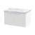 Hudson Reed Fluted Wall Hung 1-Drawer Vanity Unit with Carrera Marble Worktop 600mm Wide - Satin White | Thumbnail Image