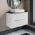 Hudson Reed Fluted Wall Hung 2-Drawer Vanity Unit with Sparkling Black Worktop 800mm Wide - Satin White