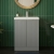 Hudson Reed Fluted Floor Standing 2-Door Vanity Unit with Basin 3 600mm Wide - Satin Grey