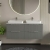 Hudson Reed Fluted Wall Hung 4-Drawer Vanity Unit with Bellato Grey Worktop 1200mm Wide - Satin Grey | Thumbnail Image