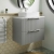 Hudson Reed Fluted Wall Hung 2-Drawer Vanity Unit with Sparkling White Worktop 600mm Wide - Satin Grey