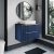 Hudson Reed Fluted Wall Hung 2-Drawer Vanity Unit with Sparkling Black Worktop 800mm Wide - Satin Grey