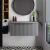 Hudson Reed Fluted Wall Hung 1-Drawer Vanity Unit with Worktop 800mm Wide - Satin Grey
