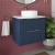 Hudson Reed Fluted Wall Hung 2-Drawer Vanity Unit with Carrera Marble Worktop 600mm Wide - Satin Blue | Thumbnail Image