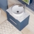 Hudson Reed Fluted Wall Hung 2-Drawer Vanity Unit with Carrara Marble Worktop 600mm Wide - Satin Blue | Thumbnail Image