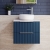 Hudson Reed Fluted Wall Hung 2-Drawer Vanity Unit with Carrara Marble Worktop 600mm Wide - Satin Blue | Thumbnail Image